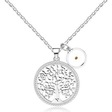 Imagem de Oneress Colar elegante e personalizado circular com pingente de semente de mostarda real para meninas adolescentes, melhores amigas e você mesma, Medium, Latão, Pedra preciosa de zircônia