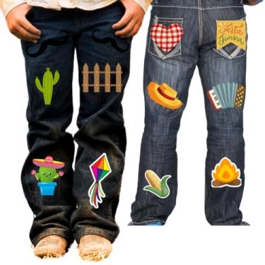 Imagem de Adesivos Remendo Festa Junina, Kit com 14 Adesivos para Roupas, Adultos, Crianças e Jovens