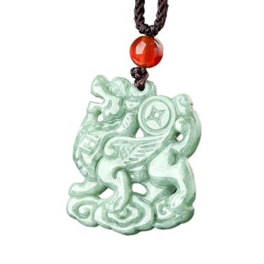 Imagem de Colar Pixiu Nível A Fei Cui Jade Winged Pi Yao Colar Chakra Dragão Guardião Talismã de Nuvem Auspiciosa para 2024 Colar de Cristal Jadeit Joias Luxuosas Prosperidade Contra o Mal/1941