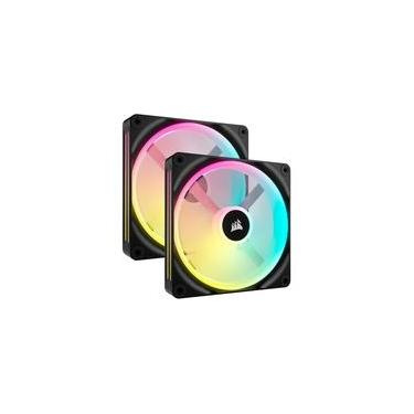 Imagem de Kit Com 2 Ventoinhas Corsair iCUE LINK QX140, 140mm, RGB, Preto - CO-9051004-WW