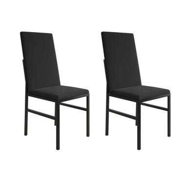 Imagem de Kit 2 Cadeiras de Jantar Estofadas Mônaco Premium Preta