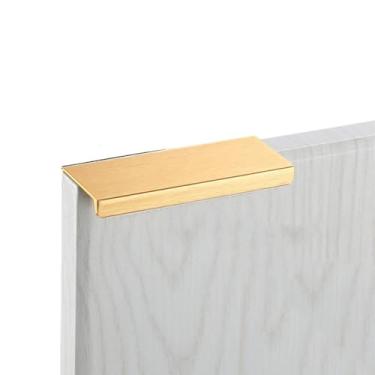 Imagem de armário escondido preto dourado puxa o armário de cozinha da liga de alumínio alças puxadores de gaveta móveis lidar com ferragem do quarto, comprimento do ouro 100mm