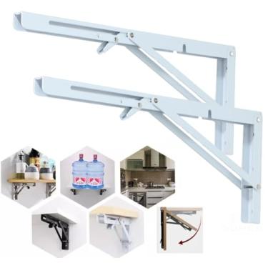 Imagem de Kit 2 Mão Francesa Dobrável 35cm Suporte Para Prateleira Mesa Cantoneira Retratil