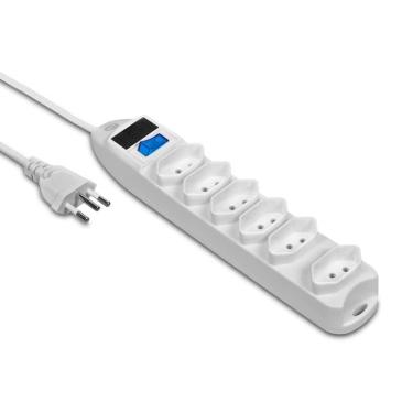 Imagem de Extensão Goldentec Multipla com 6 tomadas - 1,5 Metros - 10A - Padrão 3 pinos - Branco - 62269