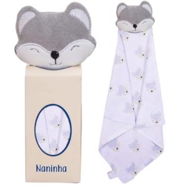 Imagem de Naninha para Bebê de bichinho de pelúcia com prendedor de chupeta (Raposa Cinza)