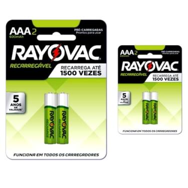 Imagem de Pilha Recarregavel AAA Rayovac Bateria 3A 600mAh Palito kit 4 unidades