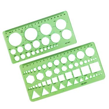 Imagem de Modelos de círculo, desenhos geométricos, estênceis de desenho, ferramentas de medição, ferramenta de auxílio para desenho de artista, régua geométrica, pacote com 2