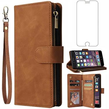 Imagem de Asuwish Capa tipo carteira compatível com iPhone 7 Plus, 8 Plus, 7/8 Plus, protetor de tela de vidro temperado e capa flip com suporte para cartão, capas para celular para iPhone 7s 7s + 7 8s 8+