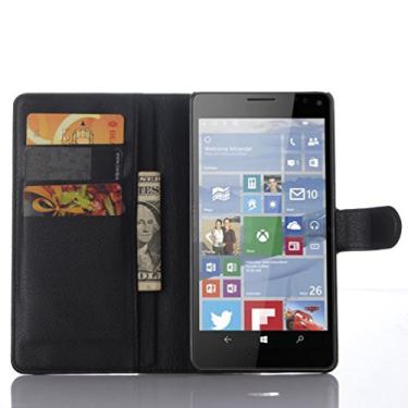 Imagem de Capa para Microsoft Nokia Lumia 950XL de couro PU com suporte para Microsoft Nokia Lumia 950XL, capa de proteção de telefone estilo empresarial, capa com [compartimentos para dinheiro e cartão]