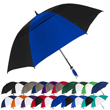 Imagem de Guarda-chuva de golfe StrombergBrand"The Ventilted Typhoon Tamer" com dossel ventilado - resistente ao vento, estojo de transporte, Azul royal/preto, O domador de tufão ventilado