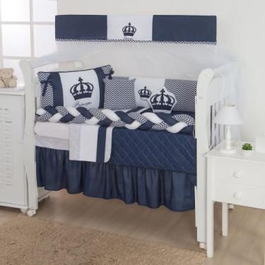 Imagem de Kit com lateral e trança coroa cor  azul marinho  com branco - THAIS E