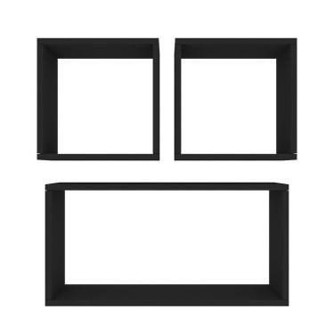 Imagem de Kit Com 3 Nichos Decoração Para Sala Preto Retangular