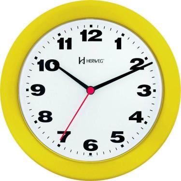 Imagem de Relógio De Parede 21cm Plástico 6103 Herweg Amarelo