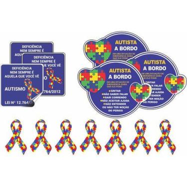 Imagem de 13 Adesivos Coloridos Laço Símbolo Autista Para Carro Pcd - Comunique 