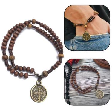 Imagem de Pulseira Terço De Pulso 4mm com Medalha De São Bento - FORNECEDOR 2