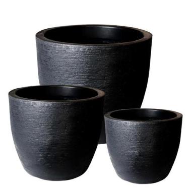 Imagem de Kit de 3 vasos cone para planta decorativo grafiato de luxo em polieti