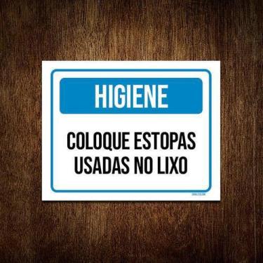 Imagem de Kit 5 Placas Higiene Coloque Estopas Usadas No Lixo - Sinalico.Com