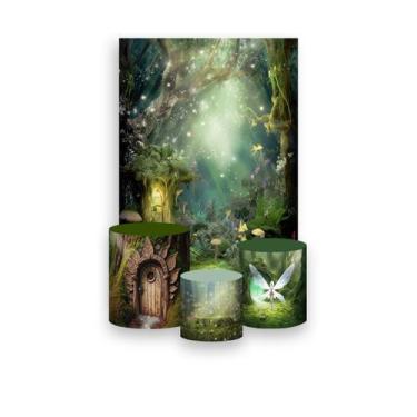 Imagem de Painel De Festa Vertical 1,50 x 2,20 + Trio De Capas Cilindro - Jardim