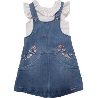 Imagem de Conjunto Menina Blusa Vestido Jardineira Jeans Paraiso 15579 - Paraíso