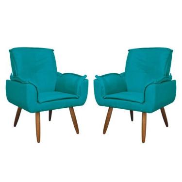 Imagem de Kit 02 Poltronas Decorativa Emília Plus Suede Várias Cores - Ds Estofa