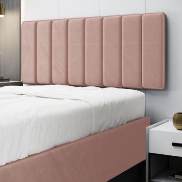 Imagem de Painel Nashira 140 Veludo Aradecor, Rosê Claro, CASAL PADRãO