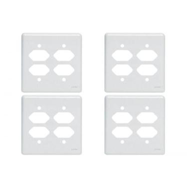 Imagem de Kit C/4 - Placa Perlex Branca 4X4 (4 Tomadas) 23Pl22T 23P..., Branco