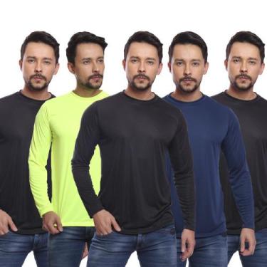 Imagem de Kit 5 Camiseta DF Masculina Manga Longa Proteção Solar UV +50 Segunda 