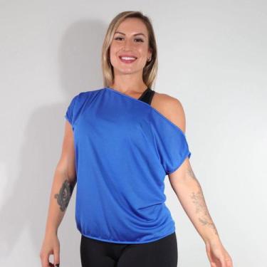 Imagem de Bata Feminina Fitness Ombro Só em Dry Fit - Fitmoda , M, Azul