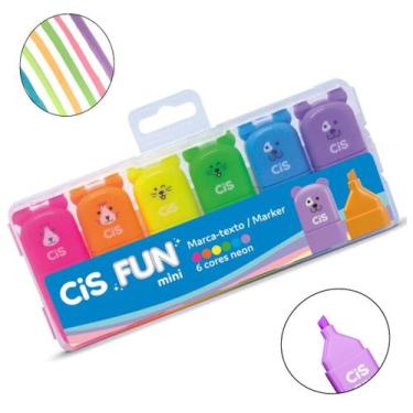 Imagem de Mini Marca Texto Divertido Cis Fun C/6 Cores Neon