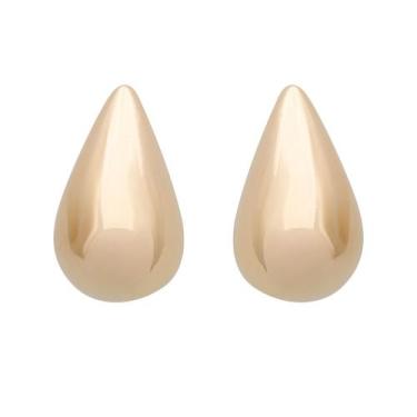 Imagem de Brinco Gota Lisa Grande Banhado a Ouro 18K - Papillon Semi Jóias