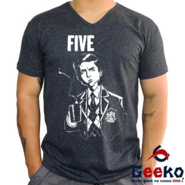 Imagem de Camiseta The Umbrella Academy 100% Algodão Five Geeko, Grafite gola v,