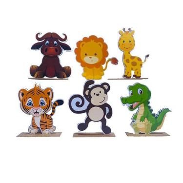 Imagem de Kit Display de Mesa 6 Peças Para Festa Safari Bebê MDF - Juju Brasil