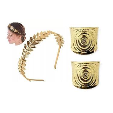 Imagem de Kit Arco Tiara Coroa Deusa Grega C/ 2 Braceletes - CM Presentes e Fant