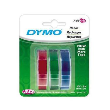 Imagem de Blister C/3 Unid Fita Dymo Adesiva Rotulador Manual 9mm x 3Mts Azul Ve