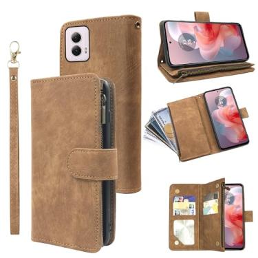 Imagem de Capa carteira compatível com Motorola Moto G Power 5G 2024 e capa de celular de couro vintage premium flip com suporte para cartão de crédito para G5 homens mulheres marrom