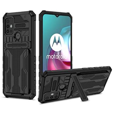 Imagem de Bohefo Capa para Moto G30/Moto G10/Moto G20 XT2129-1 XT2127-2 Capa com carteira removível para cartão, suporte integrado à prova de choque, capa protetora para celular para Motorola Moto G30 preta