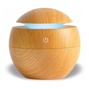 Imagem de Umidificador de Ar Ultrassônico USB, Difusor de Aroma e Óleo Essencial, Purificador de Ar Portátil, Madeira Clara, Luz LED com 7 Cores, até 4 Horas
