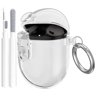 Imagem de OTOPO Capa de bloqueio para Google Pixel Buds A-Series (2021)/Pixel Buds 2 capa transparente (2020) com kit de limpeza, capa protetora transparente de TPU macio Pixel Bud A e Buds 2 capa masculina e