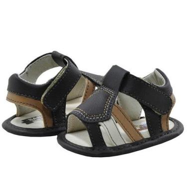 Imagem de Sapatinho de Bebê Bicho de Pé - Sandália Masculina com Fecho - Sintéti