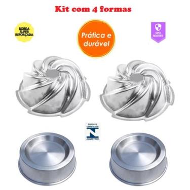 Imagem de Kit 2 Forma Vulcão e 2 Forma Ballerine Redonda Para Bolo Vulcão Fondue