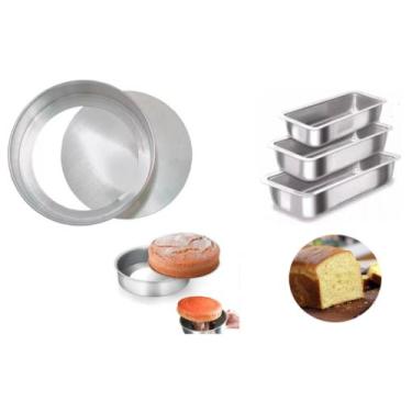 Imagem de Conjunto De 3 Formas De Pão 3 Tamanhos + 1 Forma Fundo Falso Alumínio 