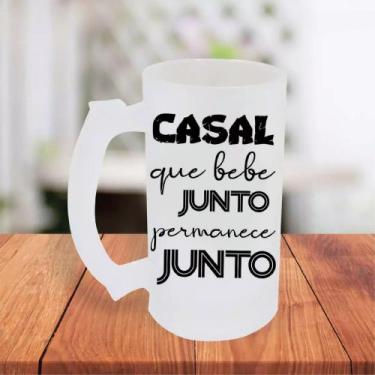 Imagem de Canecas De Chopp Jateada Personalizada Casal Que Bebe Junto Permanece 