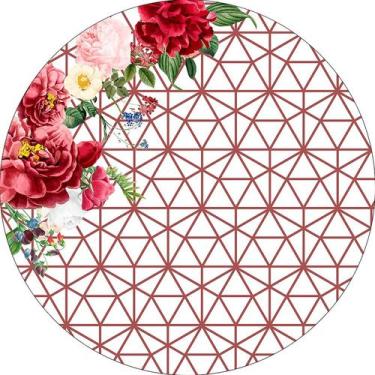 Imagem de Painel De Festa Redondo 1,50x1,50 - Flores Efeito Geométrico 085 - Via