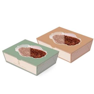 Imagem de Caixa para Meio Ovo 500g com Colher - Lavie - Verde e Bege - 6 unidade