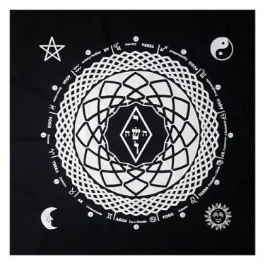 Imagem de Toalha para Tarô Elemental 4 elementos com Brilho Branca - Mandala
