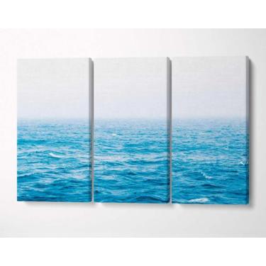 Imagem de 3 Quadros em Tecido Canvas Oceano Horizonte Mar Água 04 - LindaCasaPre
