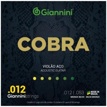 Imagem de Encordoamento Violão Giannini Aço Cobra Bronze CA82L 80/20 0.012"