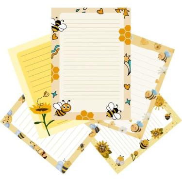 Imagem de Kit Papéis De Carta Decorados Com 30 Folhas Abelhinhas - Doce Ternura,