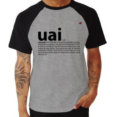 Imagem de Camiseta Raglan Uai - Significado - Foca na Moda, Cinza, Preto, P
