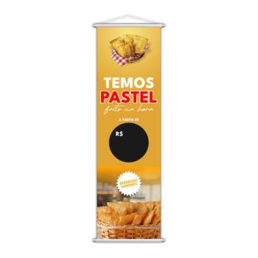 Imagem de Banner Temos Pastel Frito na Hora Sabor Preço Lona 100x30cm - Plimshop
